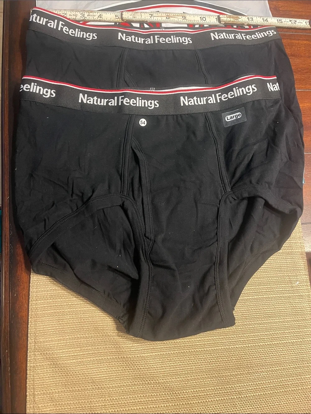 .#54.   Natural feelings Men's Black Briefs - Large, Pack Style Comfort